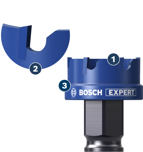 BoschExpert 開孔鋸，附缺口切刃。