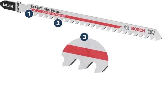 Bosch Fiber Plaster T 341 HM 纖維石膏專用曲線鋸片。