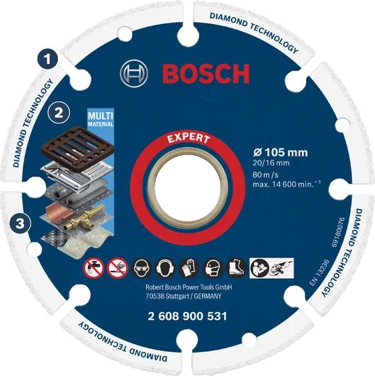 BoschEXPERT 鑽石金屬切割片 105 mm。