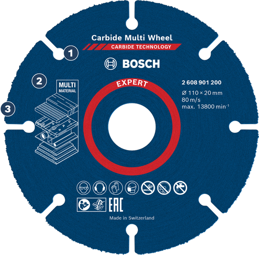 Bosch碳化鎢多功能砂輪，適用於切割多種材料。