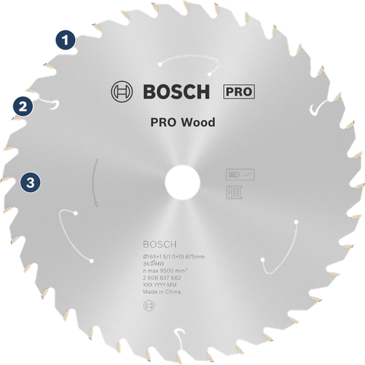 Bosch木工圓鋸片，用於木材切割。