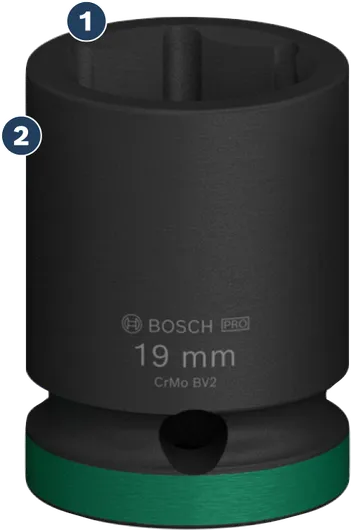 Bosch19 毫米衝擊套筒，附綠色標記。