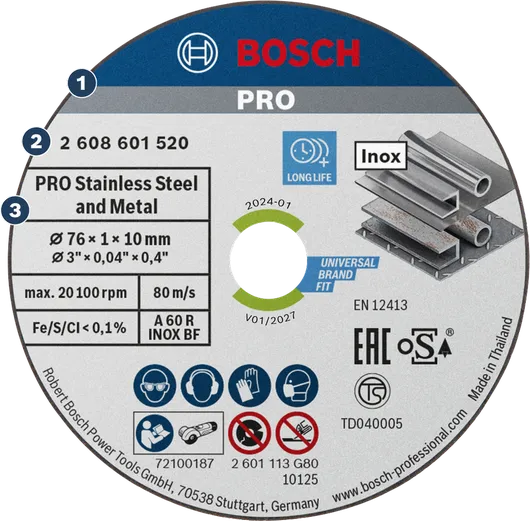 Bosch不銹鋼和金屬結合切割片 76 mm。