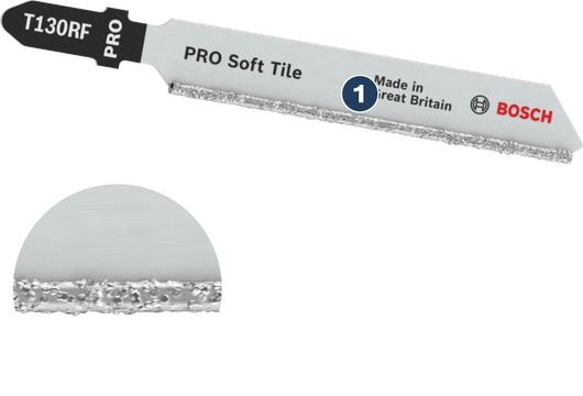 Bosch PRO 軟瓷磚曲線鋸片，適用於瓷磚切割。