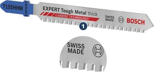 Bosch Tough Metal 厚型 T155HHM 曲線鋸片，搭配硬質合金齒。