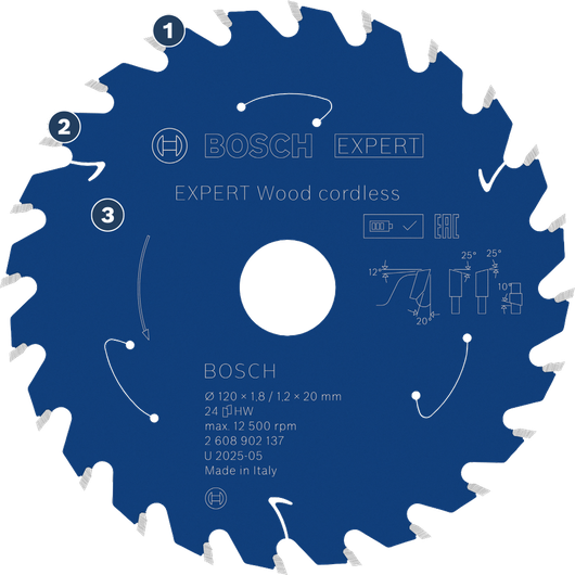 Bosch Wood 無線電鋸片，切割乾淨俐落。