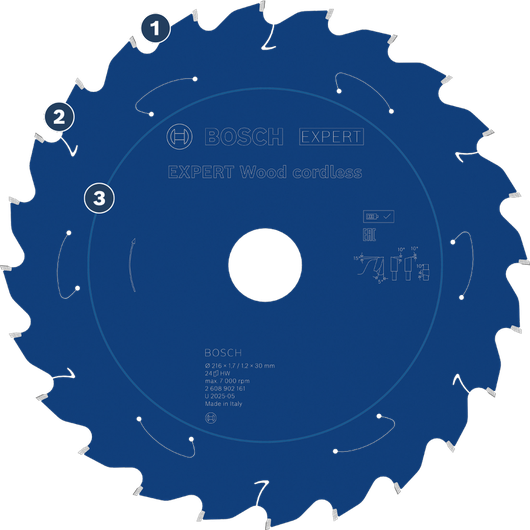 Bosch Wood 無線鋸片，採用碳化鎢刀齒。