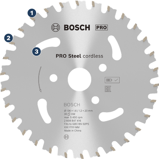 Bosch鋼製無線鋼筋切割鋸片。