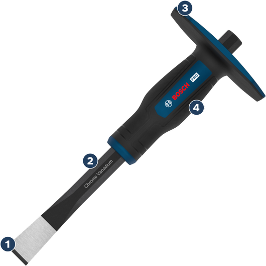 Bosch磚石扁鑿 250 毫米，鉻釩鋼材質。