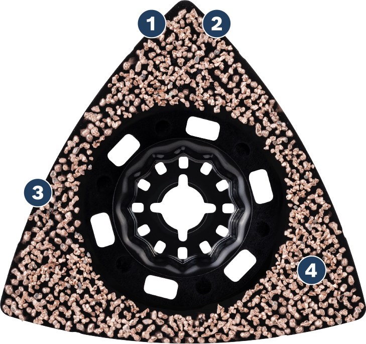 Bosch碳化鎢磨料三角砂板，用於去除灌漿層。