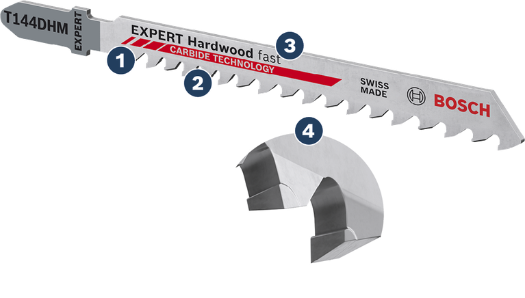BoschT144DHM 曲線鋸片，用於快速切割硬木。