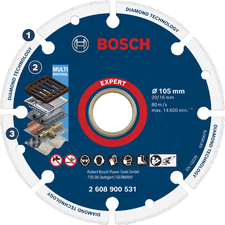 BoschEXPERT 鑽石金屬切割片 105 mm。
