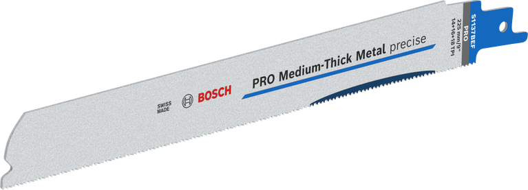 切削中壁金屬管材和型材,使用壽命長 Bosch PRO 中厚金屬精密往復鋸片。.