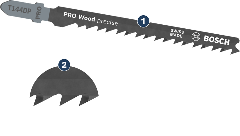 BoschT144DP PRO 木工精密曲線鋸片，可實現乾淨俐落的木材切割。