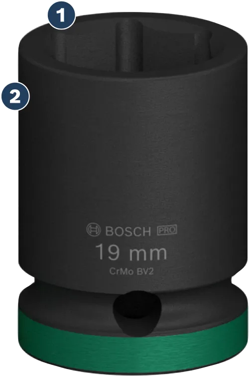 Bosch19 毫米衝擊套筒，附綠色標記。