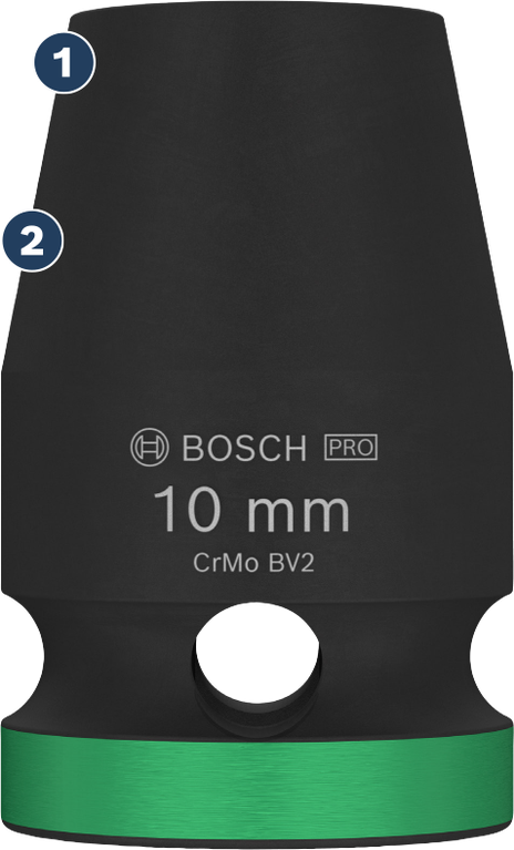 Bosch10 毫米衝擊套筒，附綠色標記。