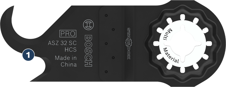 Bosch ASZ 32 SC 多功能工具刀片，適用於多種材質的切割。