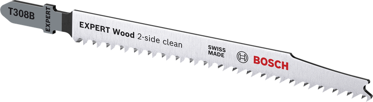 高精度無撕裂切削木材 Bosch T308B Expert Wood 拼圖鋸刀片,可實現乾淨的切割。