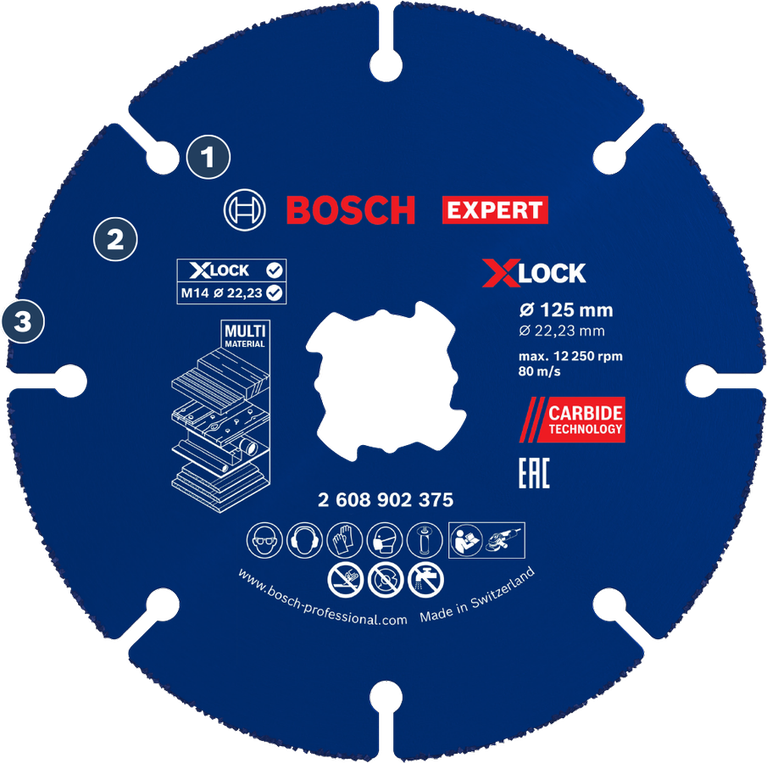 Bosch X-LOCK 125mm 硬質合金多用途切割片。