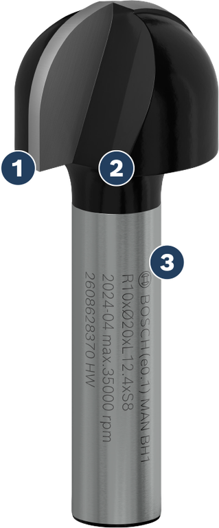 Bosch圓鼻銑刀，用於木材成型。