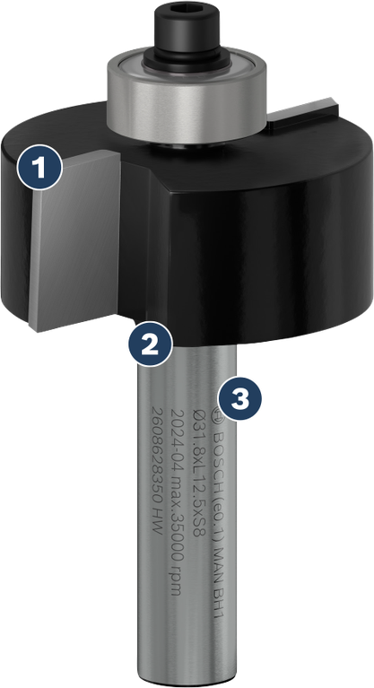 Bosch帶滾珠軸承導向的木工用銑刀頭。