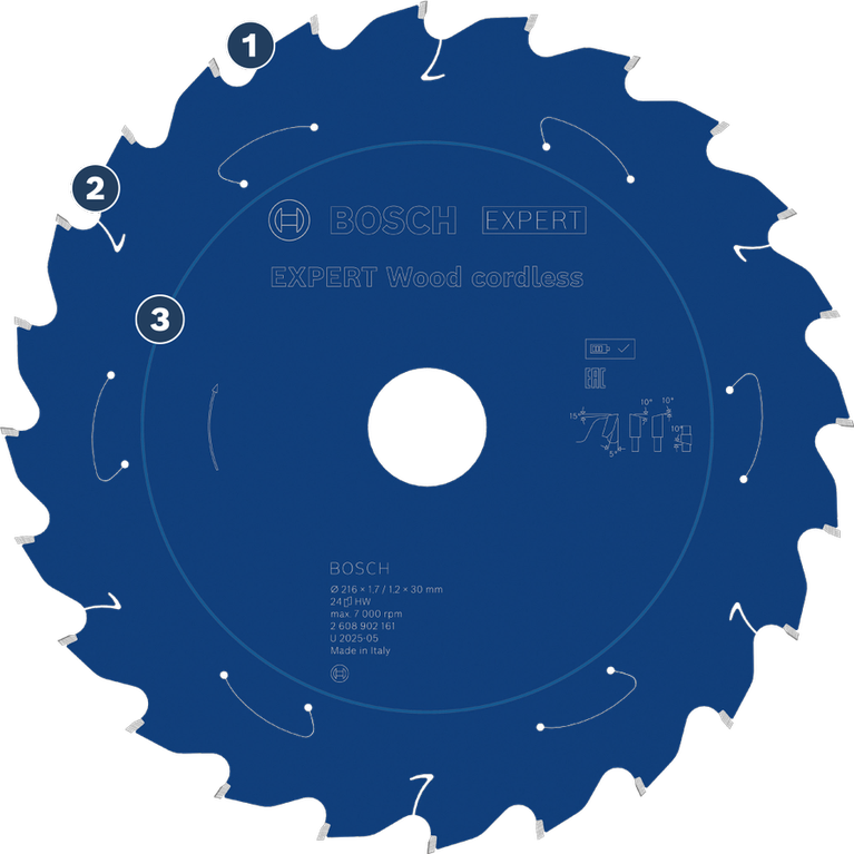 Bosch Wood 無線鋸片，採用碳化鎢刀齒。