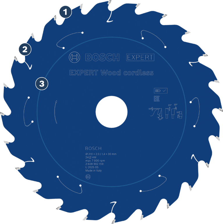 Bosch Wood 無線電鋸片，有效率地切割木材。