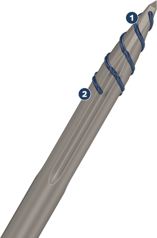 Bosch plus-7X 鑽頭，搭配硬質合金刀頭和螺旋槽。