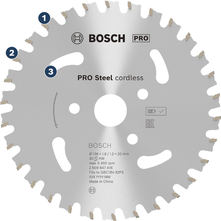 Bosch鋼製無線鋼筋切割鋸片。