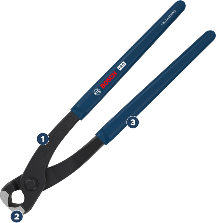 Bosch混凝土鉗 225 毫米，附浸塑手柄。