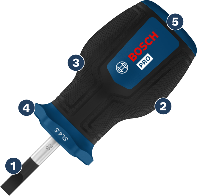 Bosch SL4.5 螺絲刀，符合人體工學手柄設計。