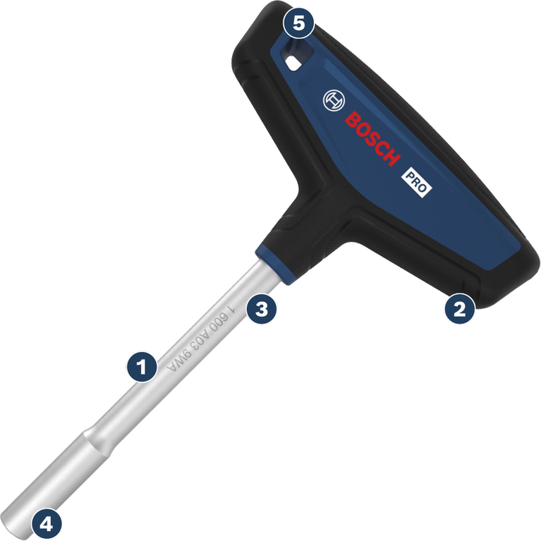 Bosch T 型手柄螺絲刀，符合人體工學設計。