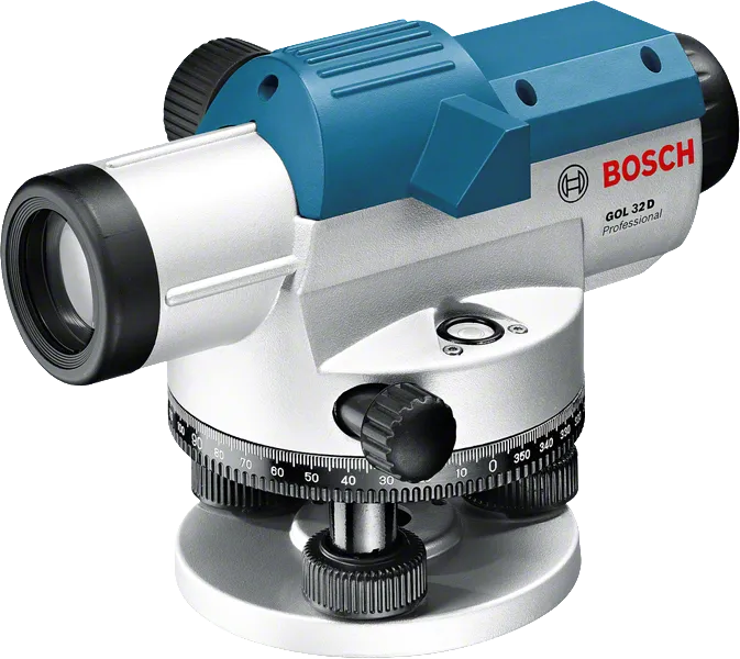 Bosch 32 D 光學水平儀，放大倍率為 32 倍。.