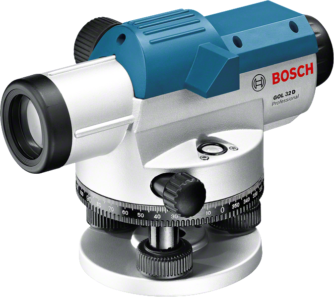 Bosch 32 D 光學水平儀，放大倍率為 32 倍。.