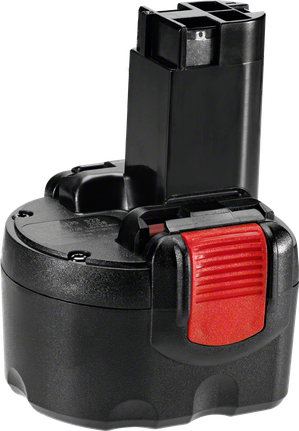 帶有紅色釋放夾的Bosch9V 無線工具電池。.