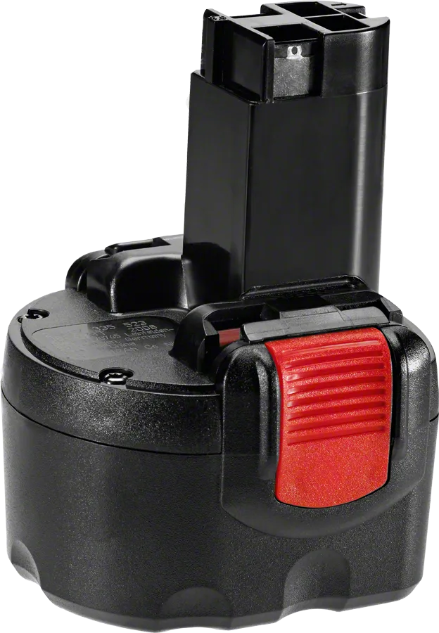 帶有紅色釋放夾的Bosch9V 無線工具電池。.