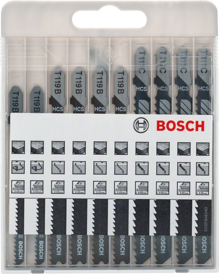 Bosch10 件木工基礎曲線鋸片套裝。