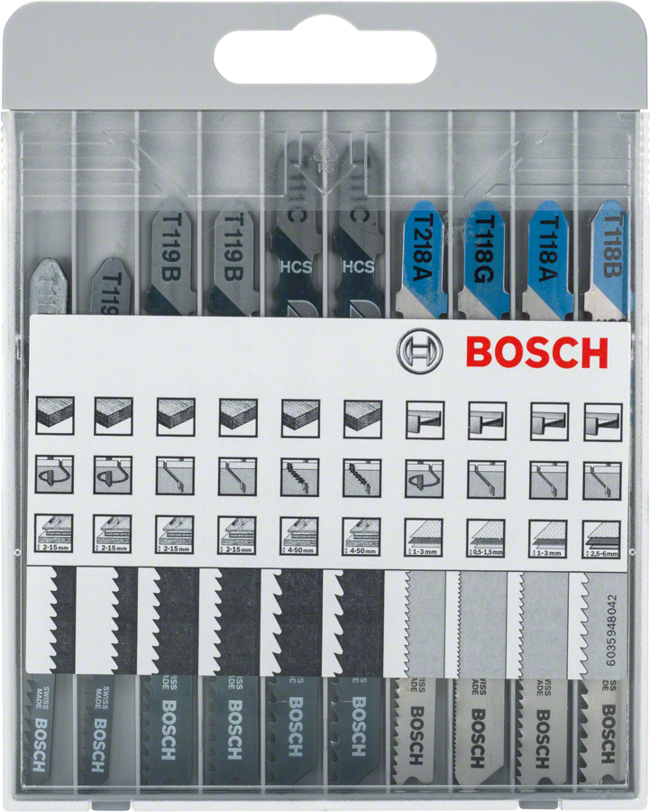 Bosch10 件組曲線鋸片，適用於金屬和木材。
