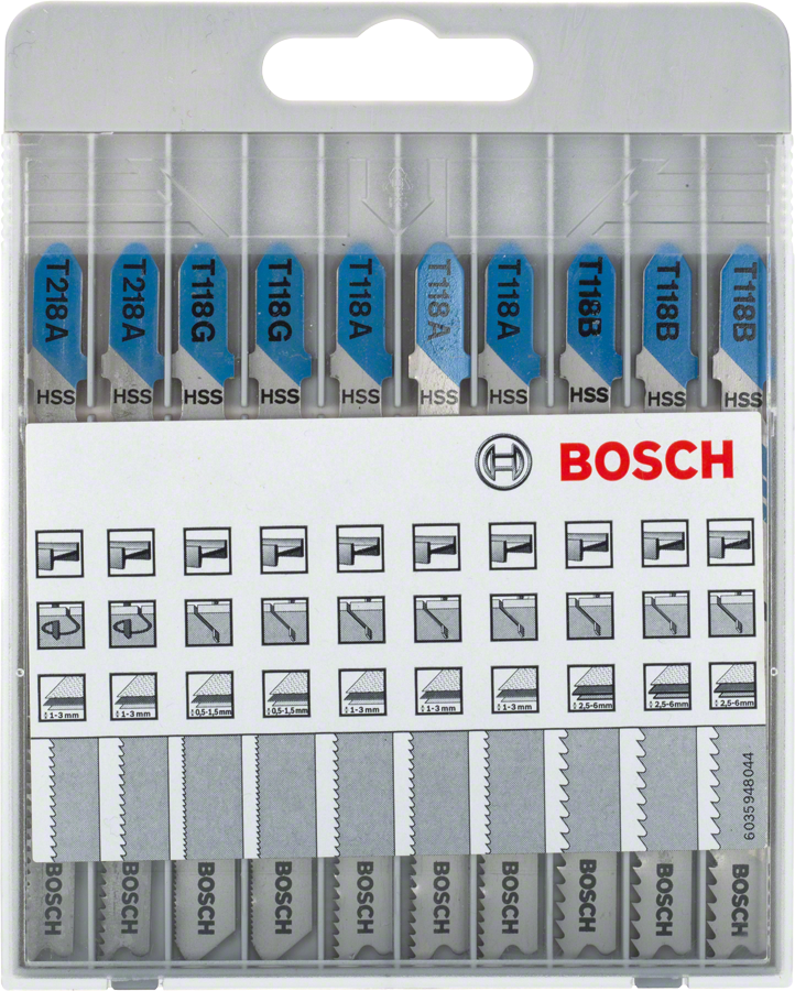 Bosch10 件組曲線鋸片，用於切割金屬。