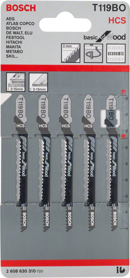 BoschT 119 BO 木工用曲線鋸片，波浪形齒。