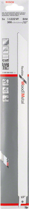 Bosch 1222 VF 往復鋸片，適用於木材和金屬。