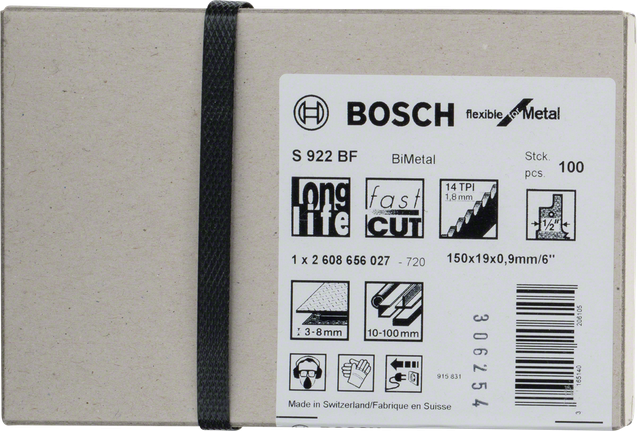 BoschS 922 BF 雙金屬鋸片，用於金屬切割。