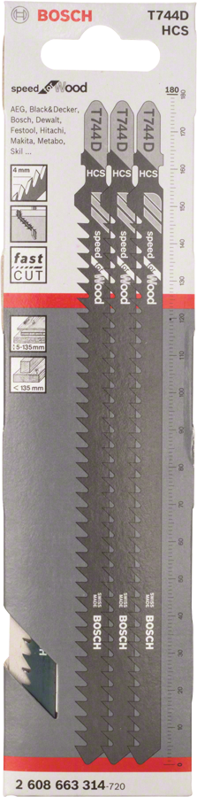 Bosch 744 D 型曲線鋸片，用於快速切割木材。