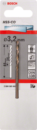 金屬鑽頭 HSS-Co,DIN 338 Bosch3.2 毫米 HSS-Co 金屬鑽頭.