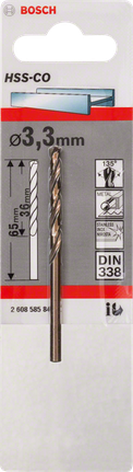 金屬鑽頭 HSS-Co,DIN 338 Bosch3.3 mm HSS-Co 金屬鑽頭.