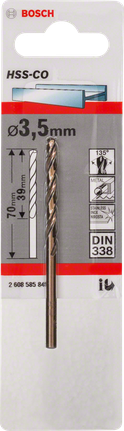 金屬鑽頭 HSS-Co,DIN 338 Bosch3.5 毫米 HSS-Co 金屬鑽頭.