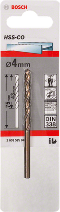 金屬鑽頭 HSS-Co,DIN 338 Bosch4mm HSS-Co 金屬鑽頭.