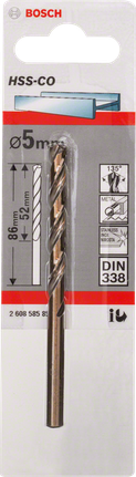 金屬鑽頭 HSS-Co,DIN 338 Bosch5mm HSS-Co 金屬鑽頭.