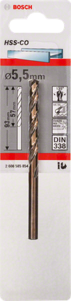 金屬鑽頭 HSS-Co,DIN 338 Bosch5.5 mm HSS-Co 金屬鑽頭.
