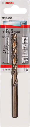 金屬鑽頭 HSS-Co,DIN 338 Bosch6.5 mm HSS-Co 金屬鑽頭.